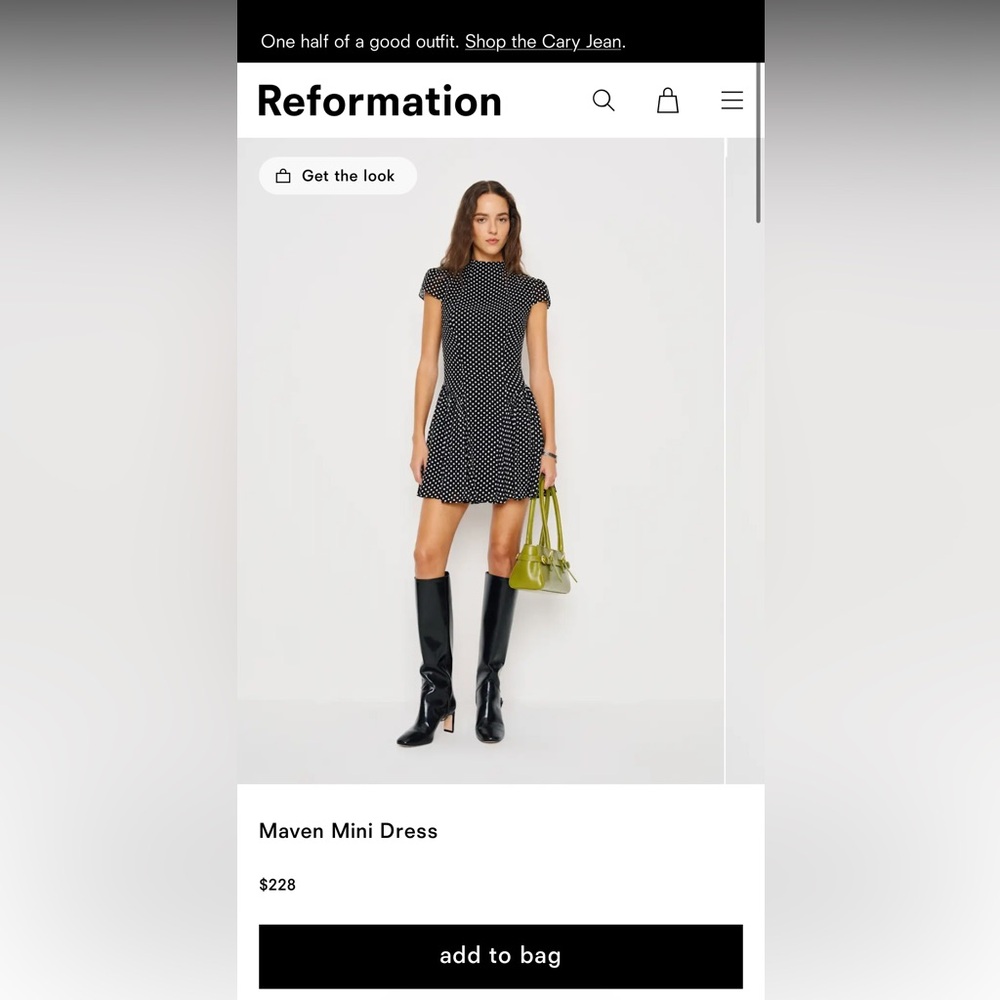 NEW Reformation Maven mini dress in caviar dot